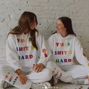 This Shit Is Hard White Hoodie Large